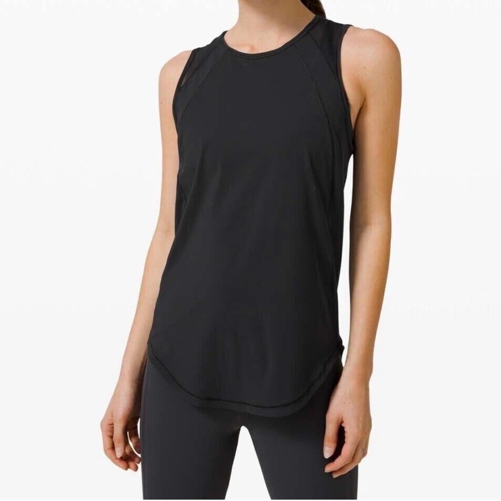 lululemon Sculpt Tank Top Black Mesh Detail 4 way Stretch‎